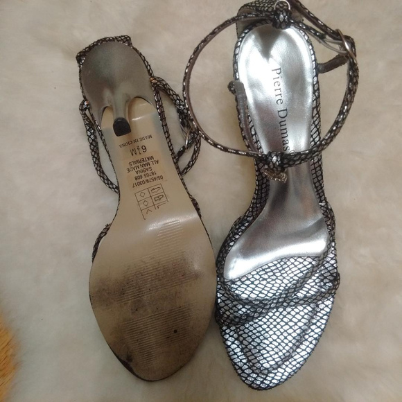 PIERRE DUMAS metallic stiletto ankle strap sandal - Picture 7 of 8